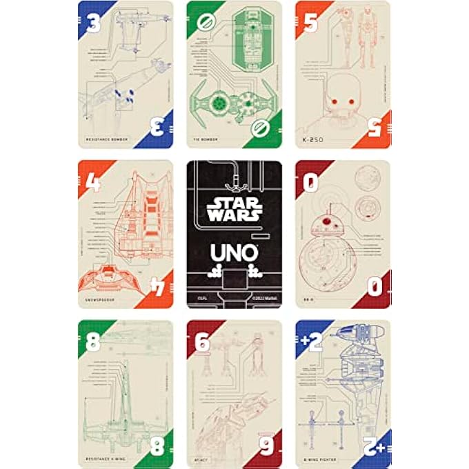 rayihni UNO STAR WARS TECHNICAL SCHEMATICS CARD GAME FOR KIDS & ADULTS WITH BLUEPRINTS OF SPACE STATIONS, SHIPS & DROIDS - Image 3